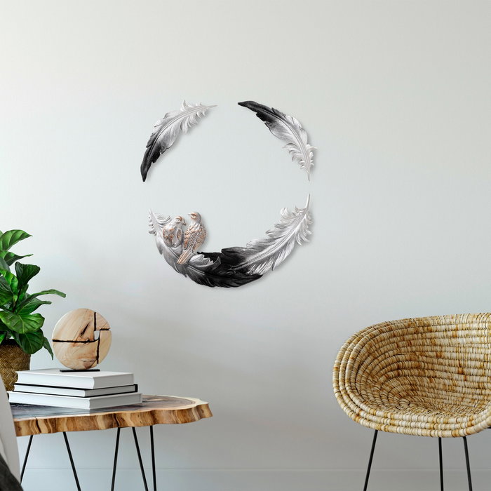 Aberto Design Love Birds - 1 Accesorio decorativo de pared Blanco y Negro